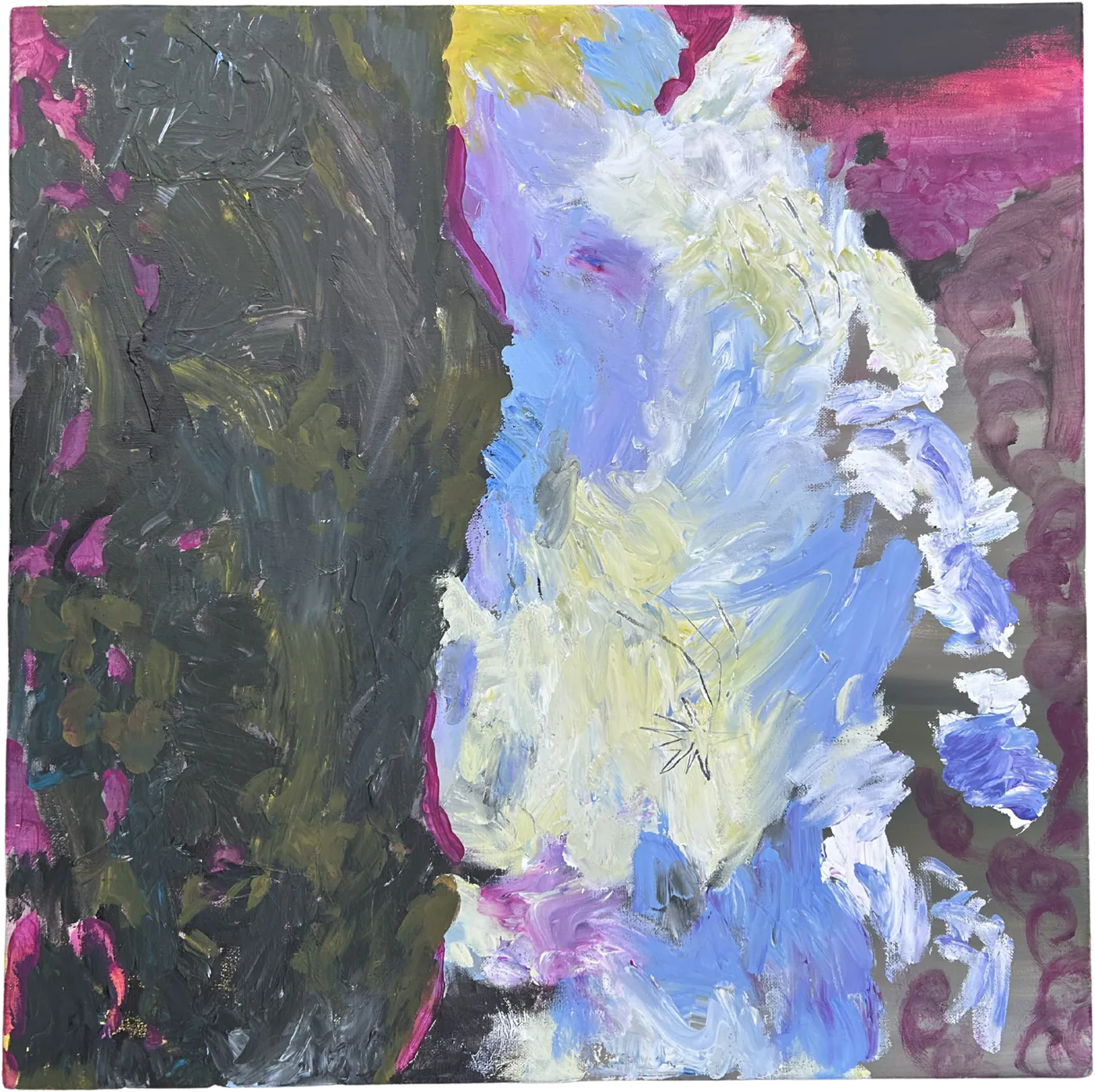 <b>Río Rahue, estrellas fugaces</b> Acrílico sobre tela · 60 x 60 cm · 2026